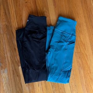 Lululemon Athletica All the Right Places Black and Desert Teal Leggings. 23” sz2